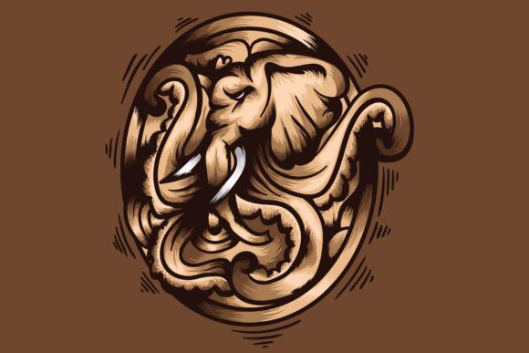 Crafting with a Retro Elephant Octopus Graphics & Print Template