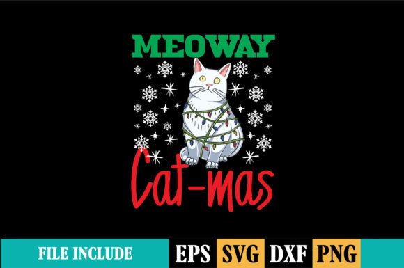 Meoway Cat-mas T-shirt: A Design Asset for Seasonal Graphics