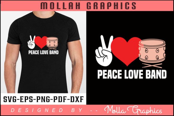 The PEACE LOVE BAND Design for Graphics & Print Templates